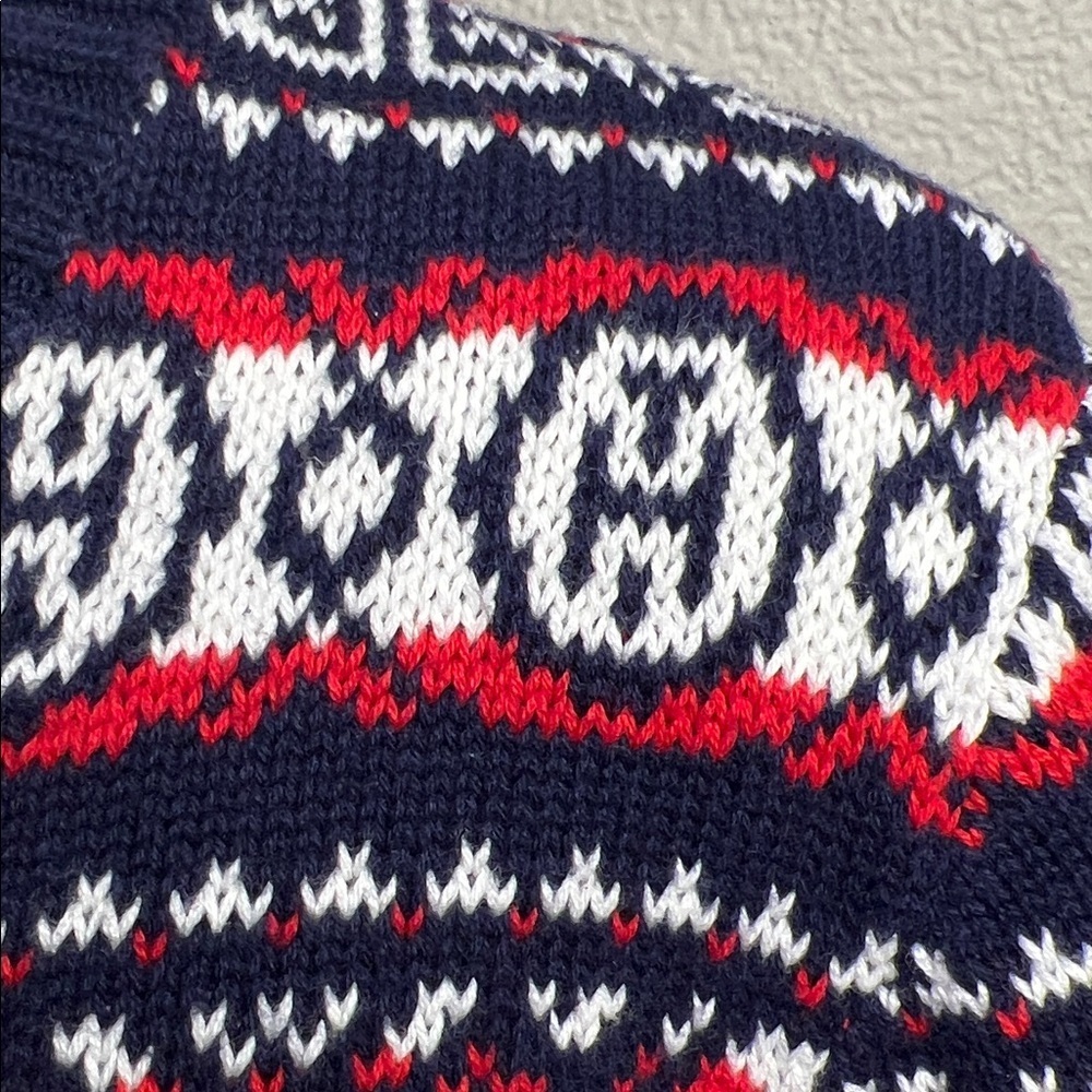 Tommy Hilfiger Fair Isle Knit Sweater XL Navy Red White Nordic Pattern Crewneck - Picture 6 of 8